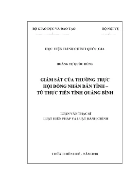 Luận văn giám sát của thường trực hội đồng nhân dân tỉnh từ thực tiễn tỉnh quảng bình