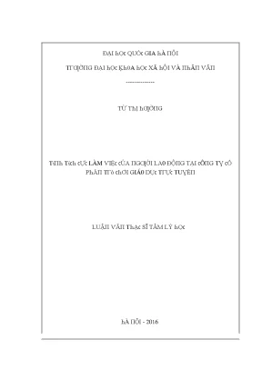 Luận văn thạc sĩ tính tích cực làm việc của người lao động tại công ty cổ phần trò chơi giáo dục trực tuyến