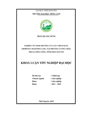 Luận văn nghiên cứu sinh trưởng của cây chùm ngây moringa oleifera lam tại phường lương châu thị xã sông công tỉnh thái nguyên