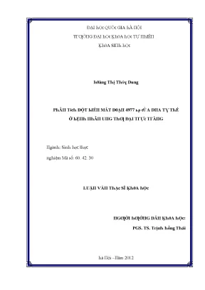 Luận văn thạc sĩ phân tích đột biến mất đoạn 4977 bp của dna ty thể ở bệnh nhân ung thư đại trực tràng vnu lvts09