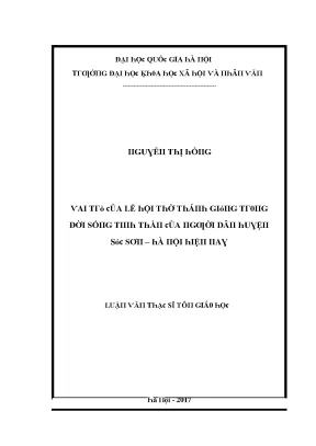 Luận văn thạc sĩ vai trò của lễ hội thờ thánh gióng trong đời sống tinh thần của người dân huyện sóc sơn hà nội hiện nay