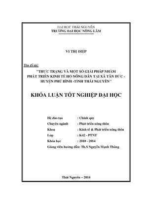 Luận văn thực trạng và một số giải pháp nhằm phát triển kinh tế hộ nông dân tại xã tân đức huyện phú bình tỉnh thái nguyên