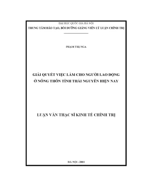 Luận văn giải quyết việc làm cho người lao động ở nông thôn tỉnh thái nguyên hiện nay