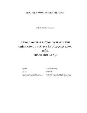 Luận văn nâng cao chất lượng dịch vụ hành chính công trực tuyến của quận long biên thành phố hà nội