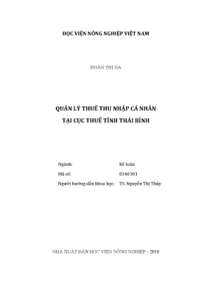 Luận văn quản lý thuế thu nhập cá nhân tại cục thuế tỉnh thái bình