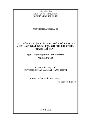 Luận văn vai trò của viện kiểm sát nhân dân trong kiểm sát hoạt động tạm giữ từ thực tiến tỉnh cao bằng