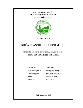 Luận văn tìm hiểu mô hình trang trại chăn nuôi gà tại xã sơn cẩm huyện phú lương