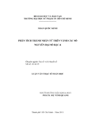 Luận văn phân tích thành nhân tử trên vành các số nguyên đại số bậc k