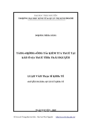 Luận văn tăng cường công tác kiêm tra thuế tại bàn ở cục thuế tỉnh thái nguyên