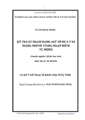 Luận văn kỹ thuật nhận dạng chữ số dựa vào mạng nơron trong nhập điểm tự động