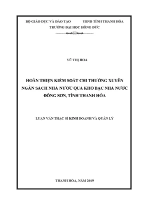 Hoàn thiện kiểm soát chi thƣờng xuyên ngân sách nhà nƣớc qua kho bạc nhà nƣớc đông sơn tỉnh thanh hóa