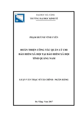Luận văn hoàn thiện công tác quản lý chi bảo hiểm xã hội tại bảo hiểm xã hội tỉnh quảng nam