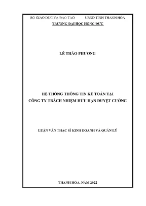 Hệ thống thông tin kế toán công ty trách nhiệm hữu hạn duyệt cường