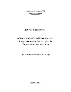 Luận văn thạc sĩ mối quan hệ giữa biến đổi khí hậu và hoạt động xử lý chất thải rắn trên địa bàn tỉnh nam định vnu lvts004