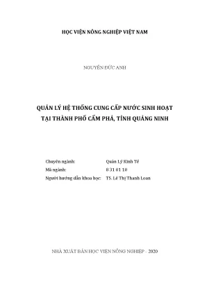 Quản lý hệ thống cung cấp nước sinh hoạt tại thành phố cẩm phả tỉnh quảng ninh