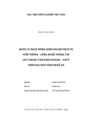 Quản lý hoạt động kinh doanh dịch vụ viễn thông công nghệ thông tin của trung tâm kinh doanh vnpt trên địa bàn tỉnh nghệ an
