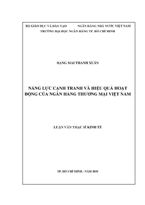 Luận văn năng lực cạnh tranh và hiệu quả hoạt động của ngân hàng thương mại việt nam