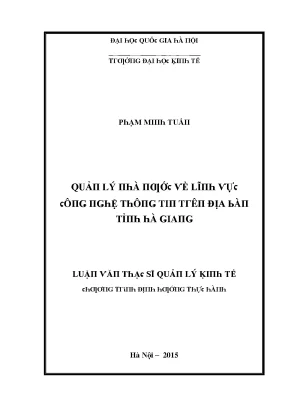 Luận văn quản lý nhà nước về lĩnh vực công nghệ thông tin trên địa bàn tỉnh hà giang