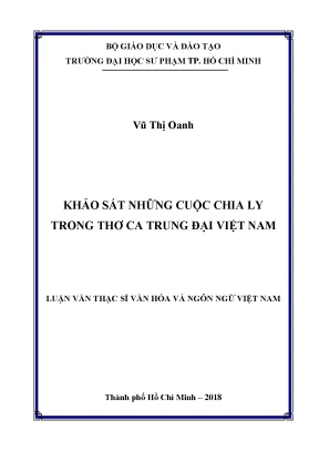 Luận văn khảo sát những cuộc chia ly trong thơ ca trung đại việt nam