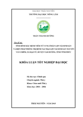 Luận văn tình hình mắc bệnh viêm tử cung ở đàn lợn nái sinh sản và biện pháp phòng trị bệnh tại trại lợn nái sinh sản nguyễn văn chiêm xã đạo tú