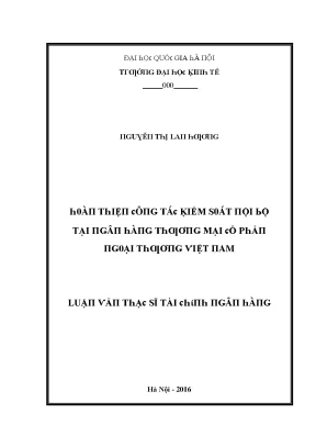 Luận văn hoàn thiện công tác kiểm soát nội bộ tại ngân hàng thương mại cổ phần ngoại thương việt nam