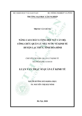 Nâng cao chất lượng đội ngũ cán bộ công chức quản lý nhà nước về kinh tế huyện lạc thủy tỉnh hòa bình