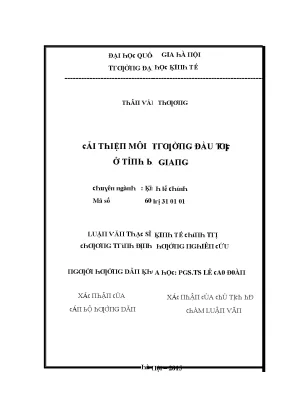 Luận văn cải thiện môi trường đầu tư ở tỉnh bắc giang