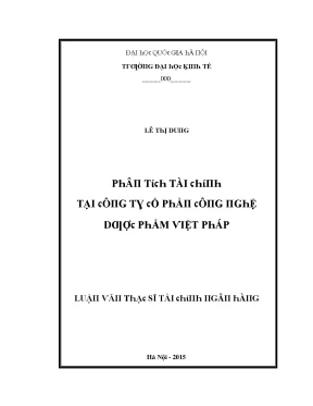 Luận văn phân tích tài chính tại công ty cổ phần công nghệ dược phẩm việt pháp