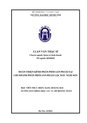 Hoàn thiện kênh phân phối sản phẩm tại chi nhánh phân phối sản phẩm lọc dầu nghi sơn