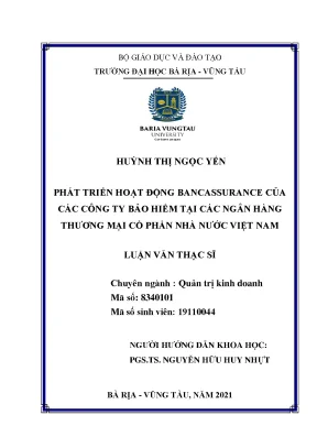 Luận văn phát triển hoạt động bancassurance của các công ty bảo hiểm tại các ngân hàng thương mại cổ phần nhà nước việt nam
