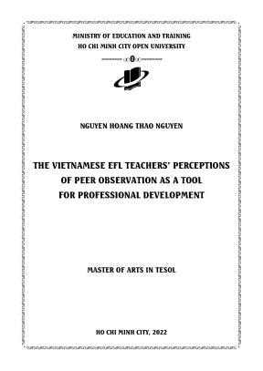 The vietnamese efl teachers perceptions of peer observation as a tool for professional development