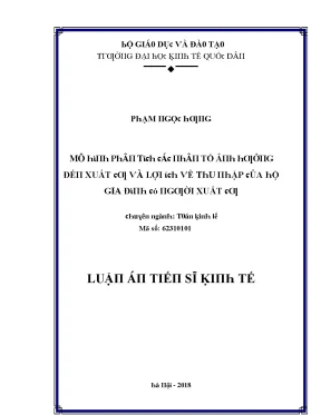 Luận văn mô hình phân tích các nhân tố ảnh hưởng đến xuất cư và lợi ích về thu nhập vủa hộ gia đình có người xuất cư