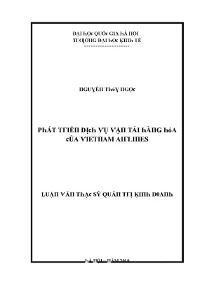 Luận văn phát triển dịch vụ vận tải hàng hóa của vietnam airlines