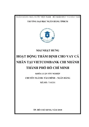 Luận văn hoạt động thẩm định cho vay cá nhân tại vietcombank chi nhánh thành phố hồ chí minh