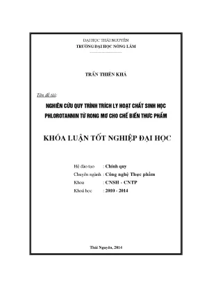 Luận văn nghiên cứu quy trình trích ly hoạt chất sinh học phlorotannin từ rong mơ cho chế biến thực phẩm
