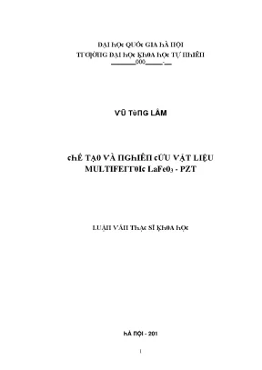Luận văn thạc sĩ chế tạo và nghiên cứu vật liệu multiferroic lafeo3 pzt vnu lvts004