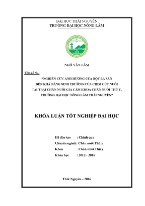 Luận văn nghiên cứu ảnh hưởng của bột lá sắn đến khả năng sinh trưởng của chim cút nuôi tại trại chăn nuôi gia cầm khoa chăn nuôi thú y
