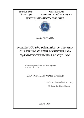 Luận văn nghiên cứu đặc điểm phân tử gen meq của virus gây bệnh marek trên gà tại một số tỉnh miền bắc việt nam