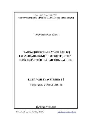Luận văn tăng cường quản lý vốn đầu tư tại các doanh nghiệp đầu tư trực tiếp nước ngoài trên địa bàn tỉnh bắc ninh