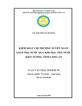 Luận văn kiểm soát chi thường xuyên ngân sách nhà nước qua kho bạc nhà nước kiến tường tỉnh long an