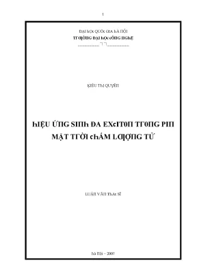 Luận văn hiệu ứng sinh đa exciton trong pin mặt trời chấm lượng tử