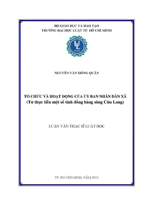 Tổ chức và hoạt động của ủy ban nhân dân xã từ thực tiễn một số tỉnh đồng bằng sông cửu long