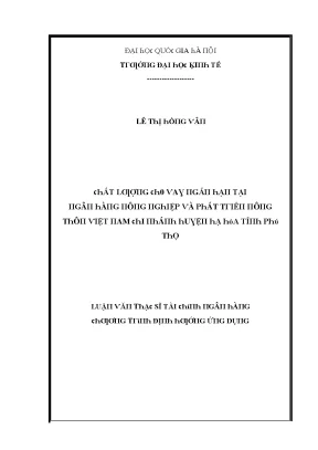 Luận văn chất lượng cho vay ngắn hạn tại ngân hàng nông nghiệp và phát triển nông thôn việt nam chi nhánh huyện hạ hòa tỉnh phú thọ