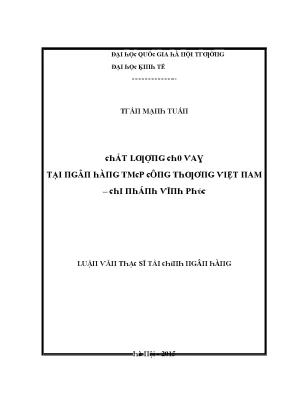 Luận văn chất lượng cho vay tại ngân hàng tmcp công thương việt nam chi nhánh vĩnh phúc