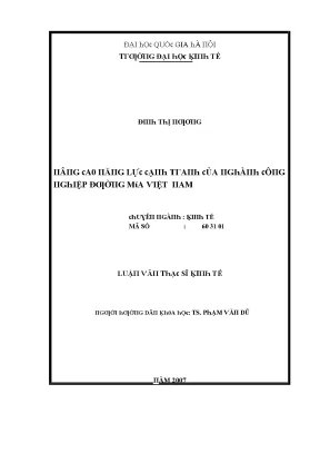 Luận văn nâng cao năng lực cạnh tranh của ngành công nghiệp đường mía việt nam
