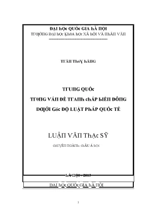 Luận văn thạc sĩ trung quốc trong vấn đề tranh chấp biển đông dưới góc độ luật pháp quốc tế