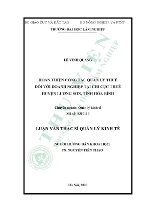 Hoàn thiện công tác quản lý thuế đối với doanh nghiệp tại chi cục thuế huyện lương sơn tỉnh hòa bình