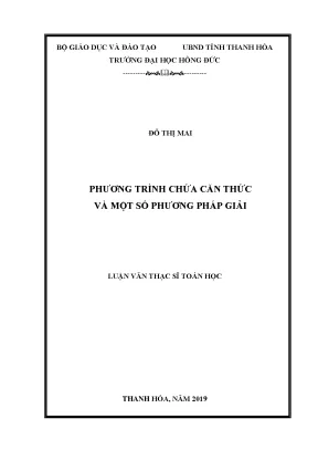 Phương trình chứa căn thức và một số phương pháp giải