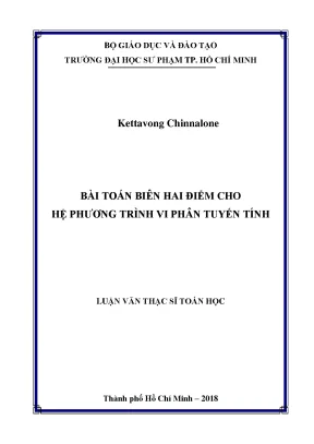 Luận văn bài toán biên hai điểm cho hệ phương trình vi phân tuyến tính