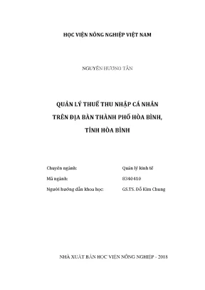 Luận văn quản lý thuế thu nhập cá nhân trên địa bàn thành phố hòa bình tỉnh hòa bình